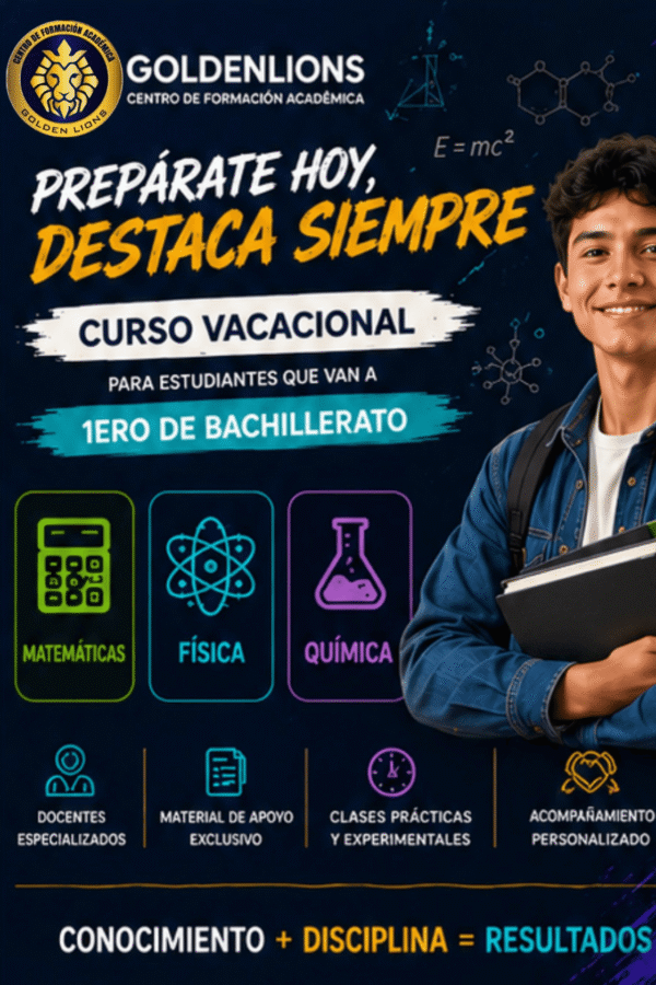 1 Curso Vacacional para 1.º de Bachillerato | Matemáticas, Física y Química